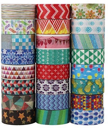 UOOOM 24 Rollen Washi Tape Set Masking Tape Deko Klebeband bunte Klebebänder DIY Scrapbooking Dekoration (Design 9039)
