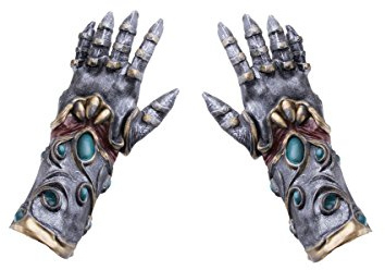 Funny Fashion Generique - Ritterhandschuhe aus Latex hochwertiges Kostüm-Zubehör grau-türkis-Gold