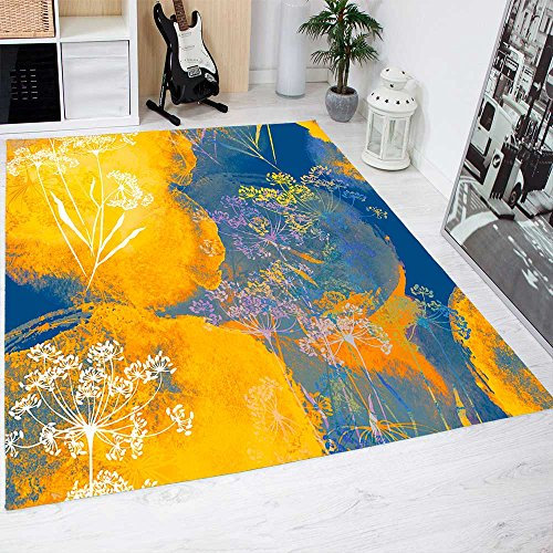 Teppich Blumen Gelbe PVC verschiedene Maßnahmen | Teppichboden PVC | Boden vinilico | Zuhause 95 x 133 cm