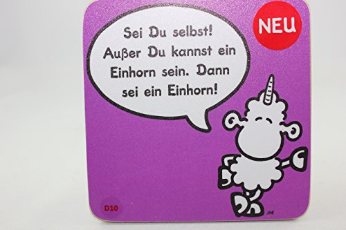 Sheepworld 45460 - Untersetzer D10 - Sei Ein Einhorn! - Kork, 9,5 x 9,5 cm