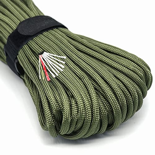 PSKOOK - Corda di sopravvivenza Paracord da 300 m, per accendere il fuoco, corda da paracadute, 7 fili, in nylon con esca rossa, filo di cotone PE, filo di cotone, per cordini esterni, bracciali,