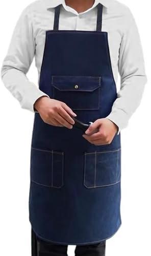 Sterling Sports® Grembiule da cucina da uomo in cotone, da cucina, barbecue, barbecue, barbecue, bar, unisex, Oxford Denim, 61cm x 84cm