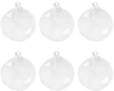 Vosarea 6 Stücke Hängende Glaskugel Vase Glas Blumentopf Pflanzgefäß Teelichthalter Kerzhalter zum Aufhängen Weihnachtskugel Kaktus Töpfe für Gartendeko Hängedeko Hochzeitdeko