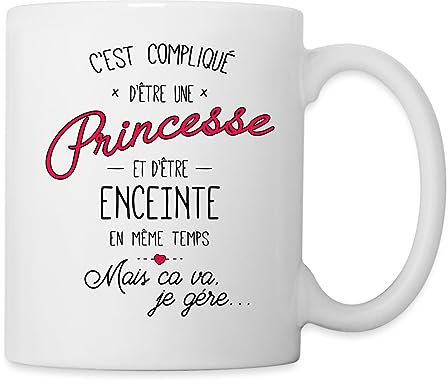 Spreadshirt Grossesse Princesse Et Enceinte À La Fois Mug Blanc, taille unique, blanc