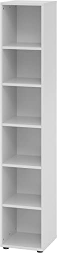 bümö Regal grau, Standregal aus Holz für 6 Ordnerhöhen - Bücherregal groß 40 cm schmal, Aktenregal für Ordner & Bücher, großes Büroregal, Holzregal, Ordnerregal, Buchregal