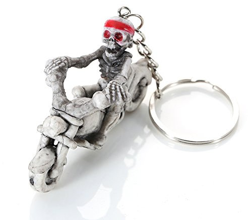 qingqingR Crâne Créatif Squelette Moto Pendentif Porte-clés Porte-clés Porte-clés Étrange Cadeau