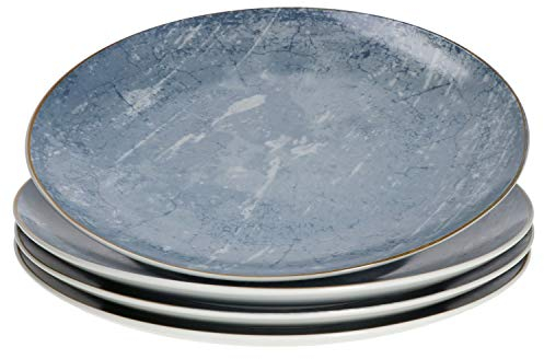 Van Well Loft 4er Speiseteller-Set Industrial-Style I Ø 27 cm I Blauer Essteller I Industrieller Stil