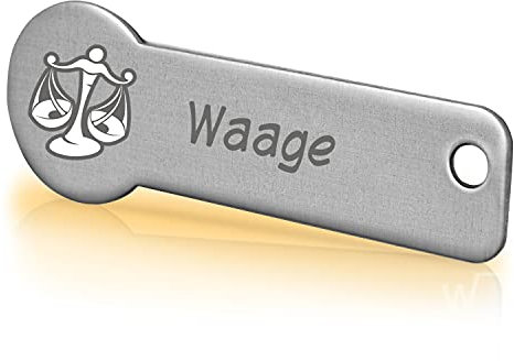 Einkaufswagenlöser ® Code24 Sternzeichen Waage/Schlüsselanhänger Einkaufschip mit Schlüsselfundservice/Abziehbarer Einkaufswagenchip Metall, Chip Einkaufswagen, Key Finder / 2 Jahre Fundservice