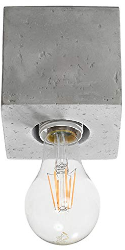 Licht-Erlebnisse Deckenleuchte Beton H:10cm klein quadratisch für E27 LABERIA Deckenlampe Aufbauspot Flur Wohnzimmer