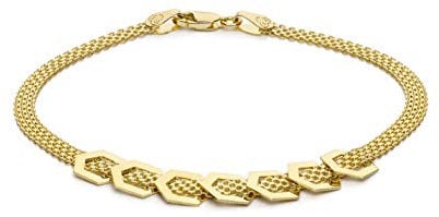 CARISSIMA Damen-Armband Bismarck-Kette 7 Sechsecke Glücksbringer Gelbgold 9kt 7,5mm 19cm