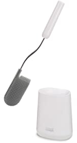 Joseph Joseph Flex Lite - Silicone Toilet Brush with Slimline Holde Set, Flexible Anti-drip, Anti-clog Deep Clean Head, White, Small