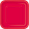 Unique- Platos Cuadrados de Papel Ecológicos-23 cm Rojo-Paquete de 14, sólido, Color red, pack of 14 (31493EU)