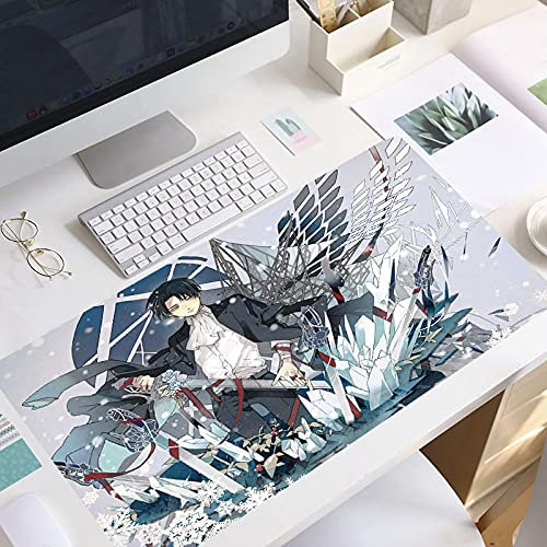 MWBLN Tapis de Souris,Grand Tapis de Souris Lock Edge, Tapis de Souris d'ordinateur, Tapis de Souris de Jeu XXL, Tapis de Souris de Clavier d'ordinateur Portable Gamer, Tapis de Manga. 90x40cm Attac