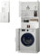 ECD Germany Meuble pour Machine à Laver 190x70 cm avec 4 Portes, Blanc, Armoire de Salle de Bain pour Séchoir, Armoire Haute de Rangement Lave-Linge Sèche-Linge, Panneau de Particules Mélaminé