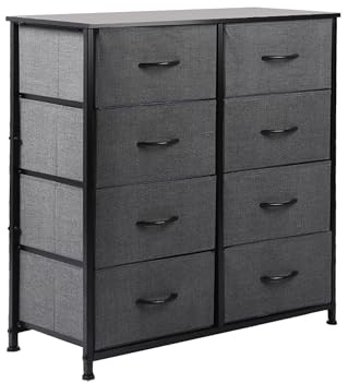 Levede Chest of 8 Drawers, Dresser Organizer, Fabric Storage Cabinet, Clothes Toys Storage Unit, Home Furniture for Bedroom, Living Room, Hallway, Office (Dark Grey)