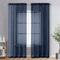 OVZME Lot de 2 Rideaux Transparents Extra Longs de 241,3 cm de Long pour Porte française de Maison, Voile avec Passe-Tringle pour Salon, Bleu Marine, 2 Panneaux de 106,7 x 241,3 cm (l x L)