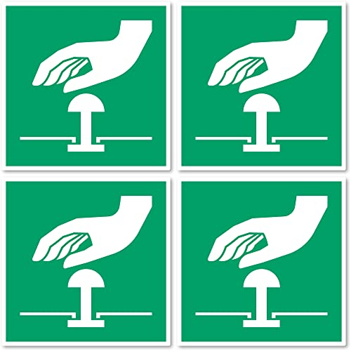 Not-Halt-Knopf, Rettungszeichen: E020 - DIN EN ISO 7010 / ASR A1.3 - Aufkleber: 10 cm, 4 Stück