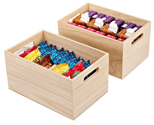 Sorbus Unfinished Wooden Boxes for Storage, Pantry & Crafts (2 Pack)