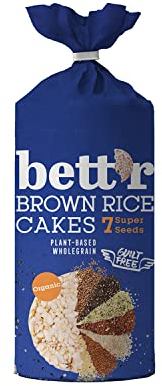 bett r Brown Rice Cakes 7 Super Seeds, Bio, Organisch, Gluten free Vegan Snacks-12 x 120 g