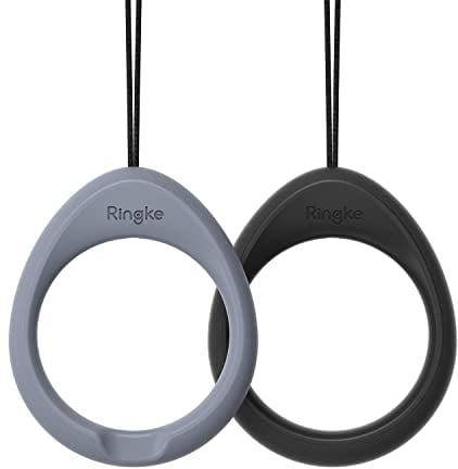 Ringke Finger Ring Strap [2 Pack], Rutschfest Haltbarer Silikon Fingerschlaufe Band Anhänger Kette für Universelle Handyhülle - Black & Lavender Gray