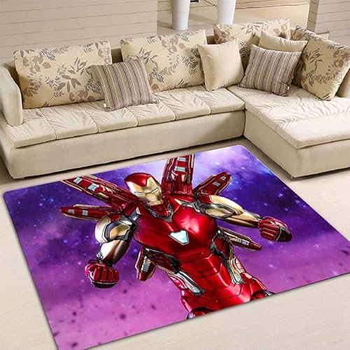 BGAFAG Iron Man Cartoon Print Rutschfester Teppich Hochwertiger Schlafzimmer Wohnzimmer Küche Badezimmer Kinderspielzimmer Teppich E9932 80X120Cm