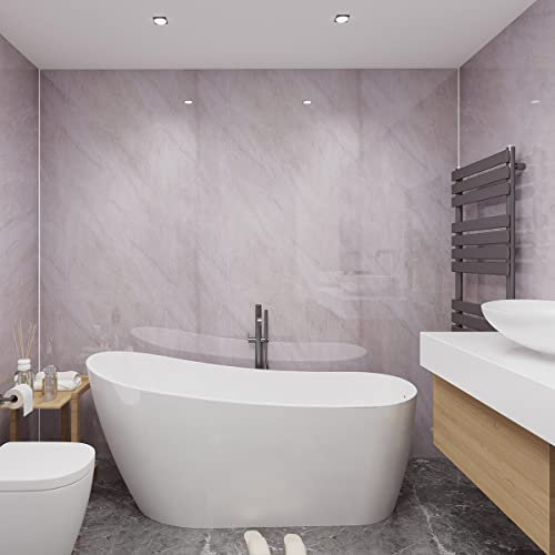 NRG Marble Wall Panels PVC Bathroom Ceiling Cladding Plastic Bathroom Panels 1m x 2.4m (Gloss Pergamon Marble,2 PCS)