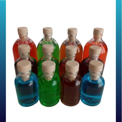 Botellitas de cristal pequeñas para rellenar de 100ml, 50ml y 30ml (12 o 24 uds) Botellas de vidrio vacías multiusos reutilizables para envasar bebidas, licores, con tapón de corcho (12, 100 ml)