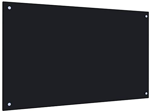 VidaXL - Paraschizzi da cucina, resistente al calore, antigraffio, in vetro temperato, pannello decorativo da parete, protezione per piastrelle, 100 x 60 cm, colore nero