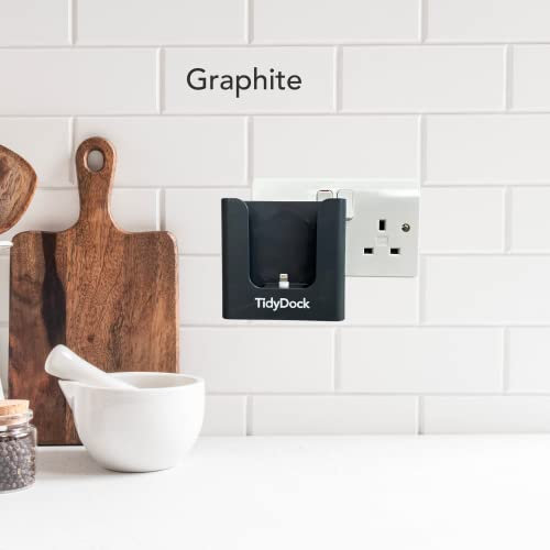 TidyDock, Super Neat Plug Mounted Docking station, charging station, for Airpods and iPhone (all models) - Graphite
