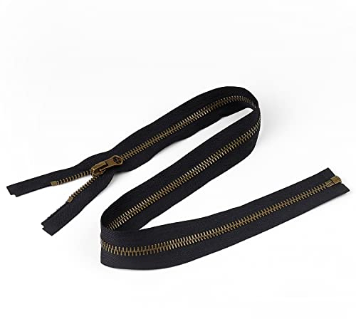 Großer Reißverschluss Trennbar, GEBAUM 75 cm/ 29,5 Zoll Schwarzer Reißverschluss aus Nylonband und Kupfer, Strapazierfähig, Maschinenwaschbar und DIY-Design für Jeans, Mäppchen, Jacken, Mäntel