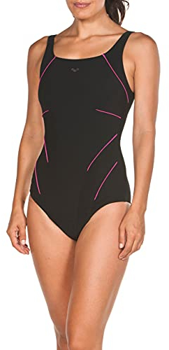 ARENA Damen Jewel Low Cup R One Piece Swimsuit, Black-rose Violet, 42 EU