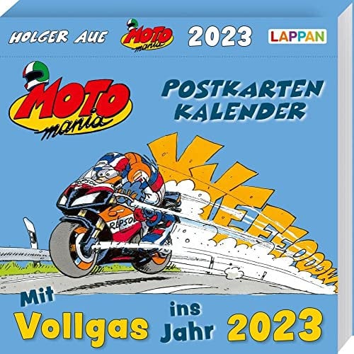 MOTOmania - Postkartenkalender 2023 - Lappan-Verlag - Holger Aue - Mit 53 Postkarten für Motorradfahrer und Biker - 17,5 cm x 17,5 cm