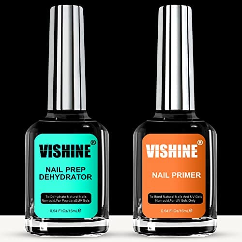 Vishine 16ml Gel Nail Polish Primer, Acid Free Natural Nail Prep Dehydrate & Bond Primer, Nail Bond, Air Dry Superior Bonding Primer for Acrylic Powder Nail Supplies Set