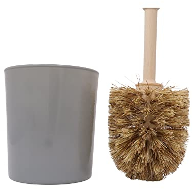 WALDKRAFT Klobürste Blackforest | WC-Bürste mit Glas aus Buchenholz und Kokos- oder Fibreborsten (1, Toilettenbürste-Set Kokos grau)