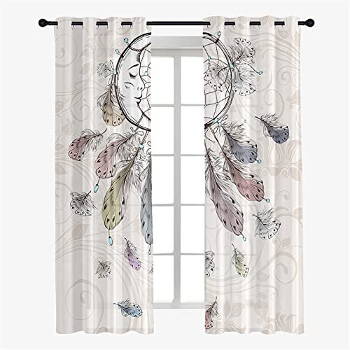 Hiseng Schiebegardinen Voile Vorhang Gardinen 2er Set, Traumfänger Sheer Schiebevorhänge Lichtdurchlässig Flächenvorhänge für Wohnzimmer Fensterschal Schlafzimmer (107x244cm,Blumenrebe)