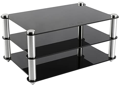 KGUSS Mini HiFi Rack, 2-Schicht Acryl Audio Regale Aluminium Halterungen Kleine Transparente Desktop HiFi Ständer Gestell für HiFi Audio Equipment dac Verstärker Vorverstärker