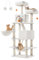 Feandrea Rascador para Gatos, Árbol Rascador para Gatos, 168 cm de Altura con 13 Postes, 2 Plataformas, 2 Cuevas, Cesta, Hamaca, Pompón, Multinivel para Gatos Grandes, Blanco Crema PCT165T01