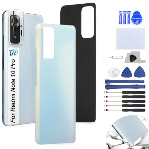 RongZy Tapa de Batería para Xiaomi Redmi Note 10 Pro Cubierta Posterior Panel Trasero con Herramientas(Azul Glaciar)