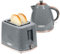 HOMCOM Kettle and Toaster Set, 1.7L 3000W Fast Boil Jug Kettle with Auto Shut Off, 2 Slice Toaster with 7 Level Browning Controls & Crumb Tray, Grey