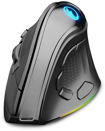 IFYOO 2.4G and BT 5.1 Dual Mode RGB Rechargeable Wireless Vertical Ergonomic Mouse, 5 Side Buttons, Max 8400 DPI, for PC Computer Notebook Laptop, for Windows 11 10, Mac iPad OS, Android