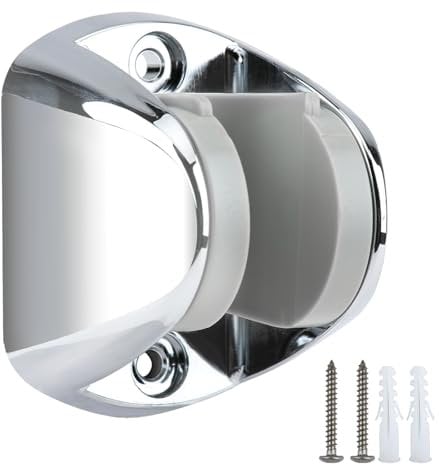 Wall Mount Shower Bracket Handheld Shower Head Holder Large Angle Adjustable Chrome Plated Wall Mounted Universal Shower Hose Holder with Mounting Screws for Bathroom Bidet Sprayer, Silver