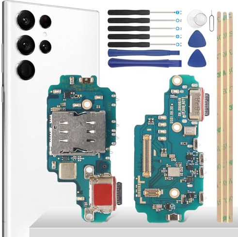 YHX-OU Presa di Ricarica per Samsung Galaxy S22 Ultra 5G SM-S908B Dock Connector Port Charger Port Charger Microfono Audio Jack Flex Cavo + Strumento di Installazione