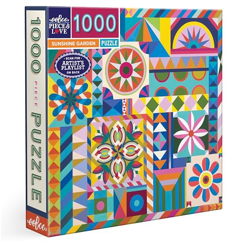eeBoo Piece & Love: Sunshine Garden - 1000 Piece Puzzle - Adult Square Jigsaw, 23x23, Includes Image Reference Insert, Glossy Pieces