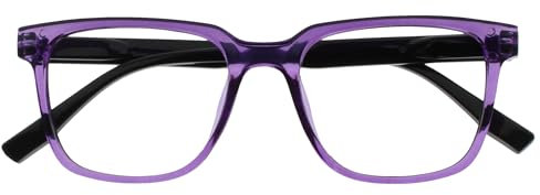 OPULIZE LEO Lesebrille - Großes Rechteckiges Gestell - Lila - Schwarze Bügel - Herren Damen - Federscharniere - R55-5 - +3.00