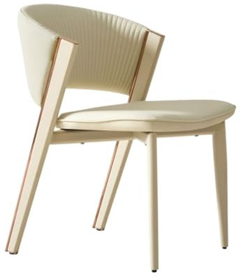 Linmeas-753 Esszimmerstühle aus Leder, bequemer gepolsterter Sitz mit Metallbeinen, Küchenstuhl mit gebogener Rückenlehne for Wohnzimmer, Schlafzimmer, Restaurant(Beige)