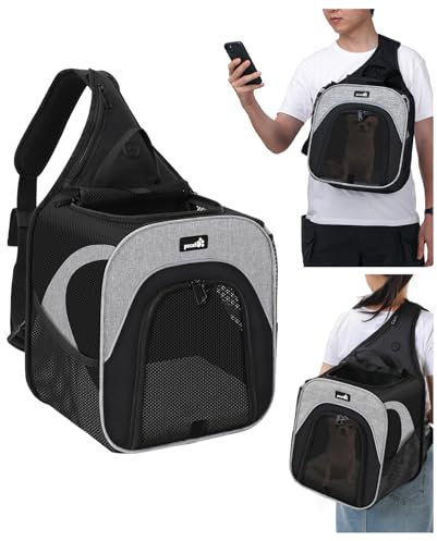 pecute transportbox Katze Katzenrucksack Chihuahua Yorkshire hunderucksack 3,5kg, Atmungsaktive und Leichte, Tragbare und Faltbare Katzentasche