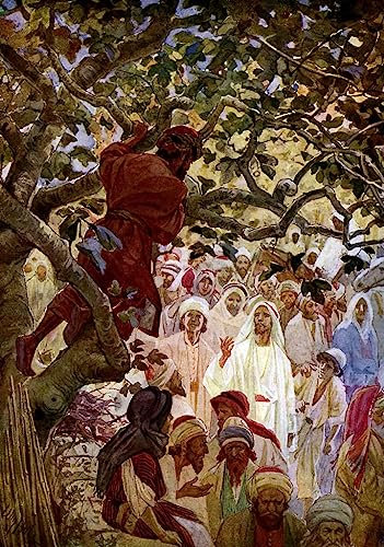 HCOTZHPY Klassische Malerei Leinwand Abstrakt Kunstwerk Wandkunst Bild Druck Jesus- und Zachäus-Bibel von William Brassey Hole Weinlese Plakat für Bürodekoration 60x90cm