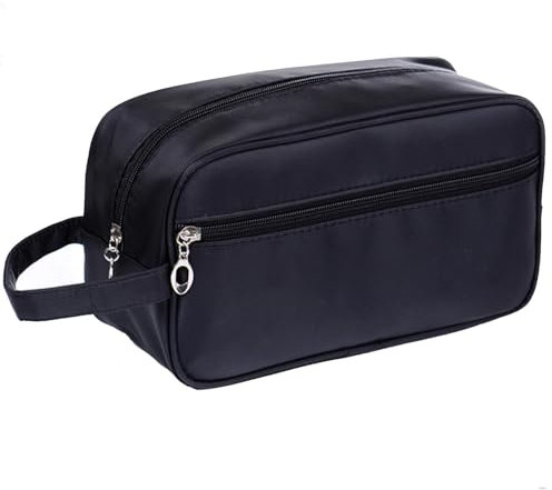 Veyarien Portable Travel Wash Bag - Water-Resistant Dopp Kit Shaving Bag for Men and Women - Gym, Shower, Bathroom, Makeup, Toiletries Accessories Organizer (Black)