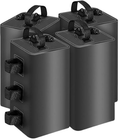 SUIOPPYUW 4 Stück/Set, einfach zu befüllen, Gewichte für Pavillons für schnellen Aufbau, Markisen Tipi Gewichte, Set mit Markisengewichten, Schwarz, 20L