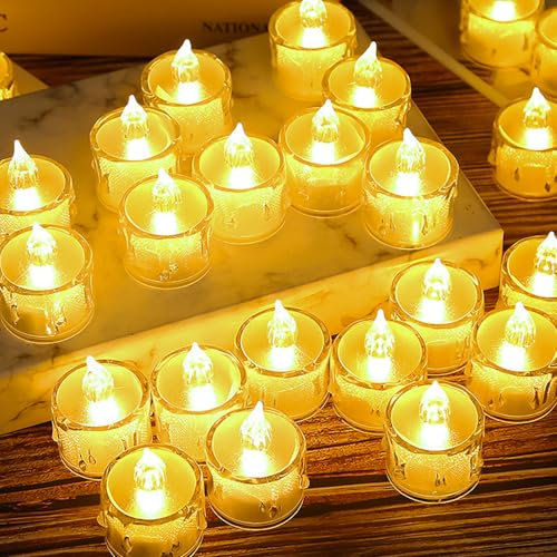 ITMNMNL Velas LED Sin Fuego Velas de té,35 Piezas Velas LED Efecto Llama,Velas con Pilas,Velas Electricas,Brillantes Velas a Pilas Velas Adviento,Decoración Bodas,Fiestas(Amarillas Cálidas)